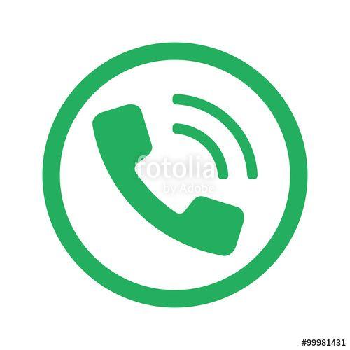 White with Green Circle Phone Logo - Flat red Phone icon in circle on white