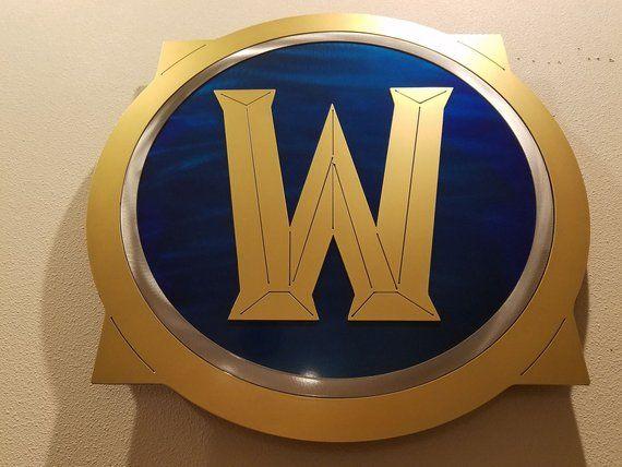 WoW w Logo - WORLD of WARCRAFT Big W logo 2 layers Metal | Etsy