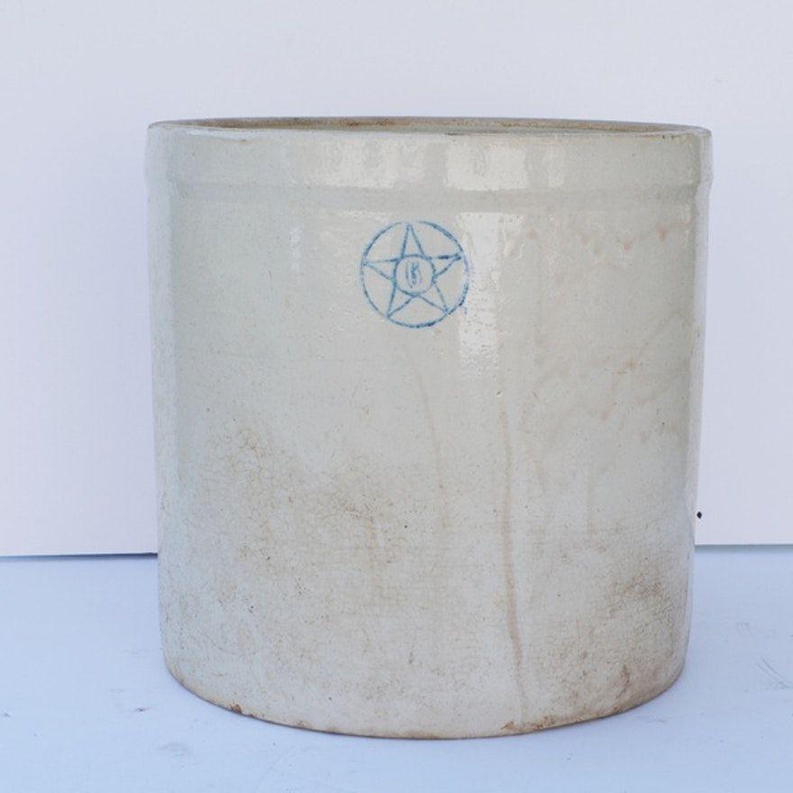 Blue Star Blue Circle Logo - Vintage Six Gallon Blue Star Circle Logo Stoneware Crock : EBTH