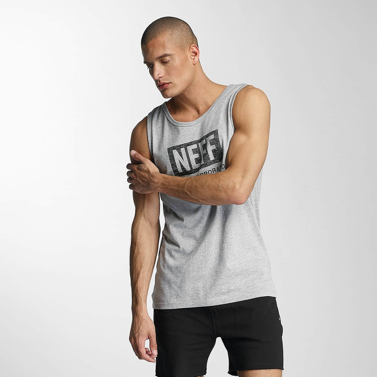 Tank Top Neff Logo - NEFF Men Tank Tops New World Push in grey Logo print on the front ...