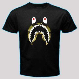 Bathing Ape Shark Logo - Bathing Ape Shark Logo T-shirt Black New Men's Tee Size S to 3XL | eBay
