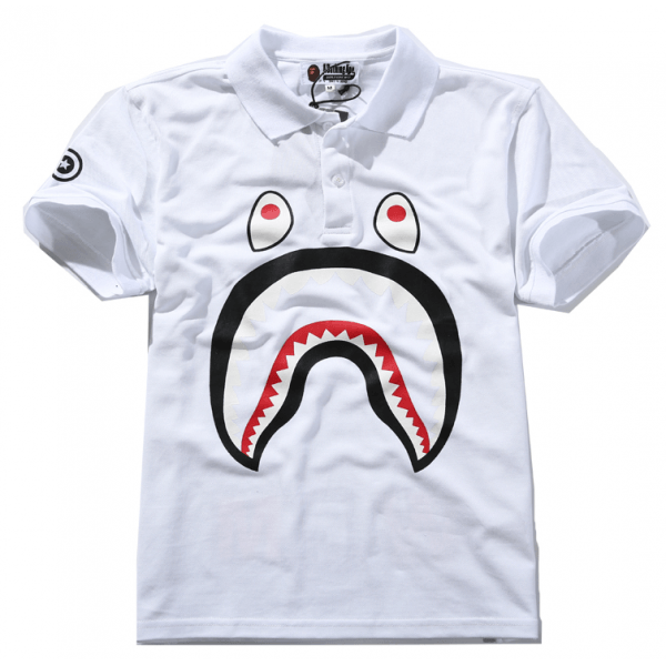 Bathing Ape Shark Logo - NEW! A Bathing Ape Shark Face Polo Shirt| Buy A Bathing Ape Online
