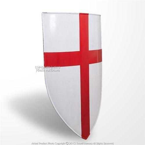 Red Cross in Shield Logo - Red Cross Knight Templar Cross Crusader Heater Shield 18G Steel