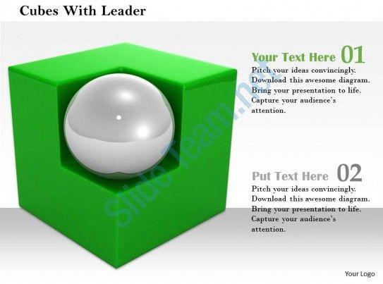 White Ball in Green Circle Logo - White Ball On The Corner Of Green Cube Shows Leadership Image