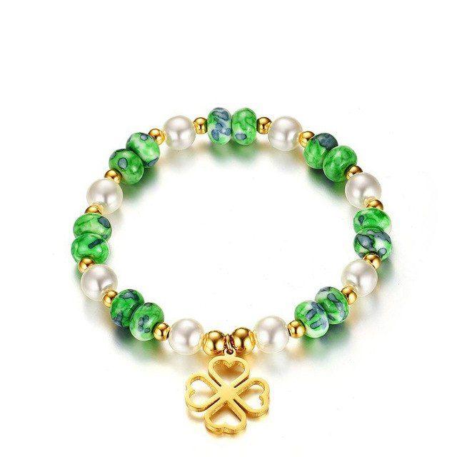 White Ball in Green Circle Logo - Top Quality Bracelets & Bangles Green White Balls High Polished