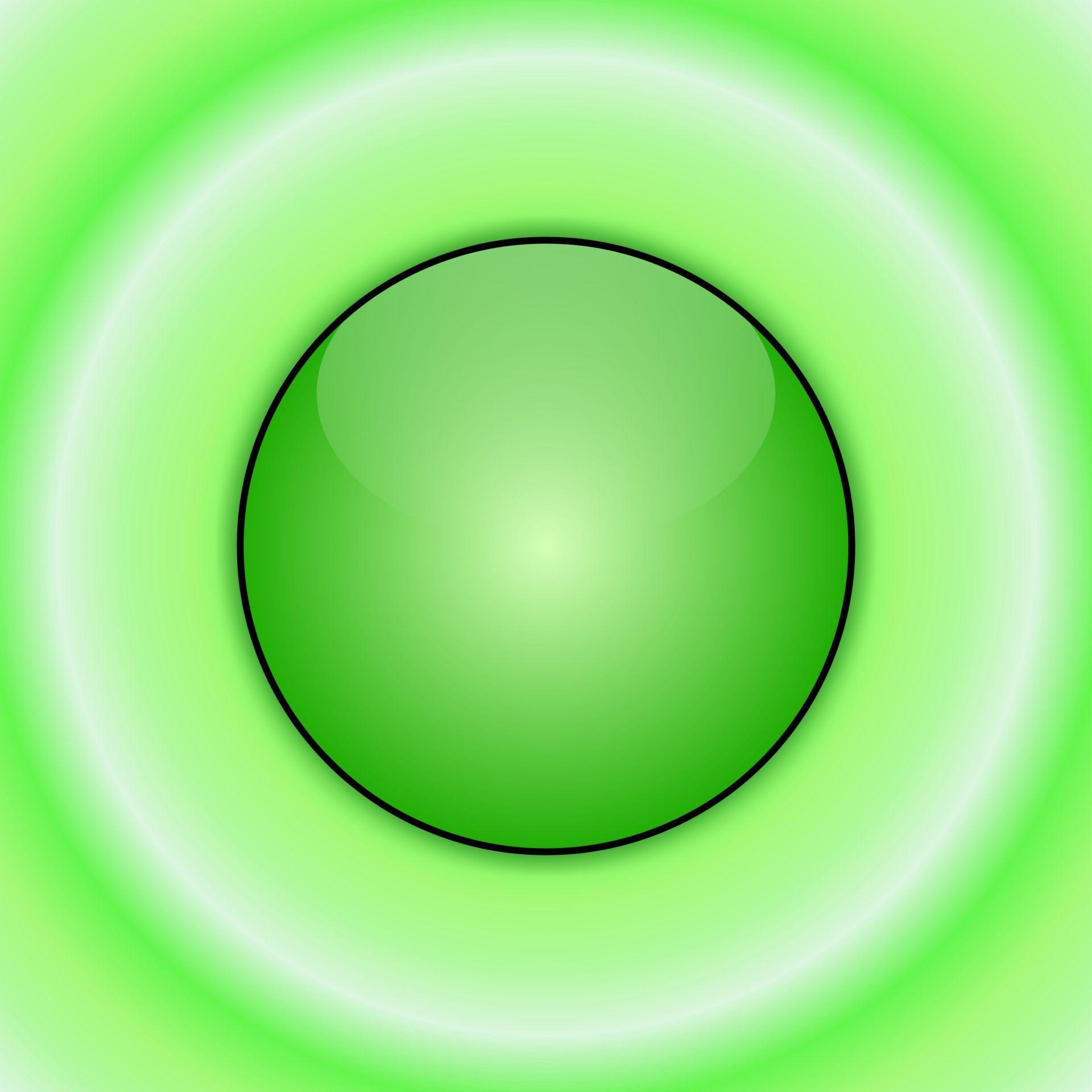 White Ball in Green Circle Logo - 3D, drawing, green, sphere, concentric