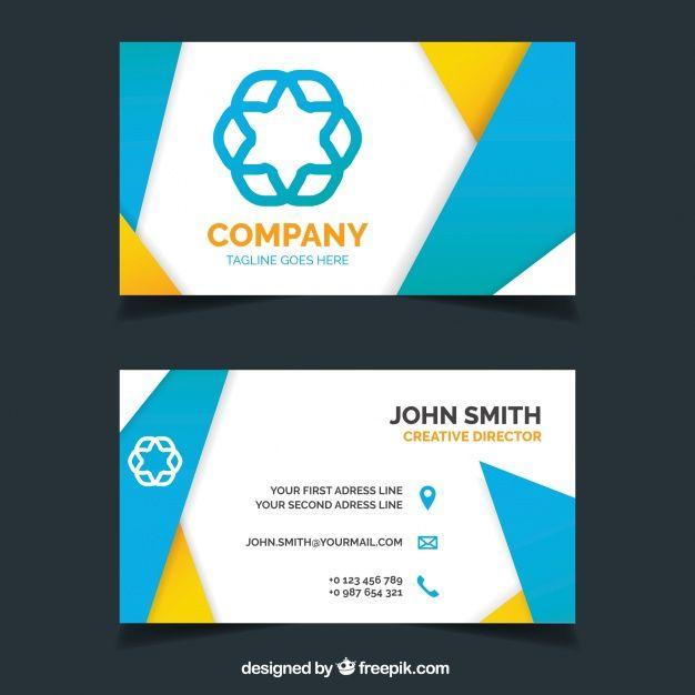 Yellow and Blue Company Logo - Corporate card with blue and yellow shapes Vector | Free Download