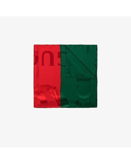 Red and Green Gucci Logo - Gucci Red And Green GG Logo Silk Scarf in Red