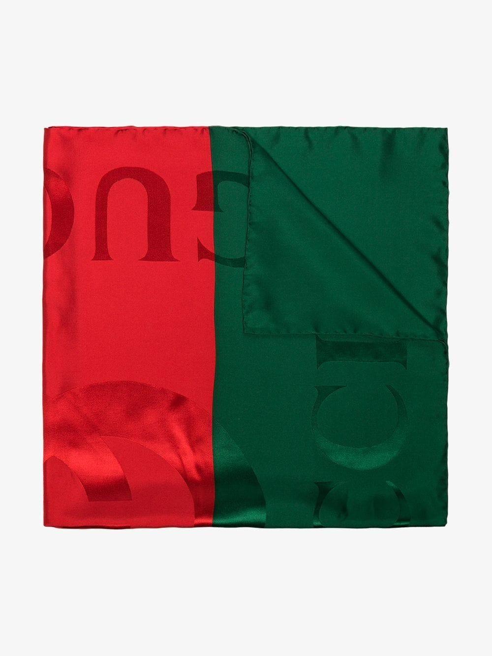 Red and Green Gucci Logo - Gucci Red And Green GG Logo Silk Scarf in Red - Lyst