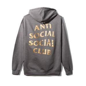 Anti Social Social Club Gold Logo - Anti Social Social Club METAL GEAR SOLID HOODIE Grey Gold Brand New ...