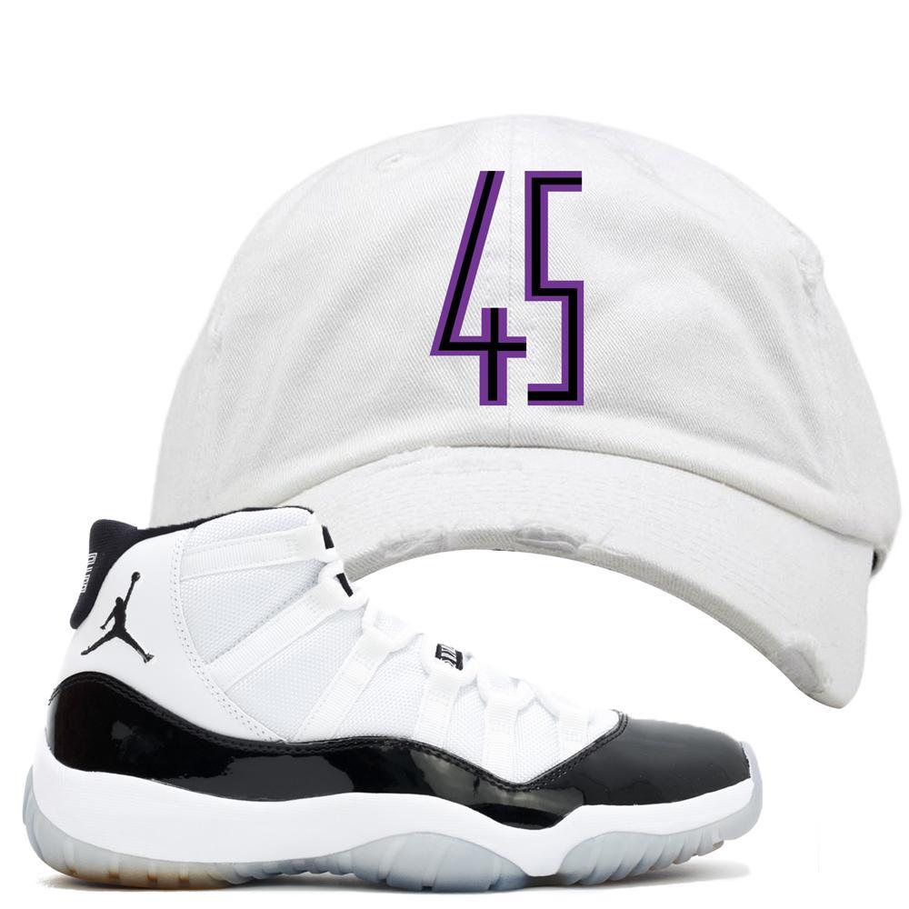 Jordan 11 Logo - Jordan 11 Concord 45 Sneaker Matching 45 Logo White Distressed Dad ...