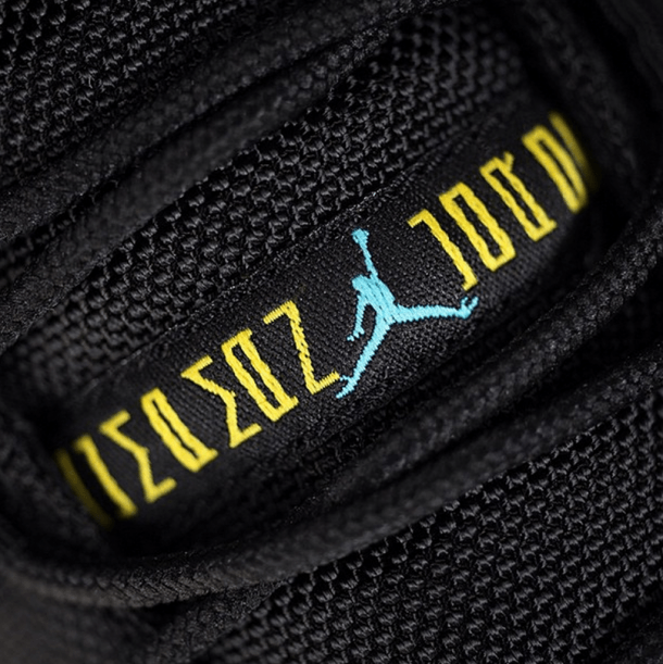 Jordan 11 Logo - Air Jordan 11 in Black / Gamma Blue / Varsity Maize Releases