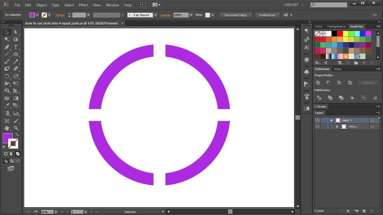 Cut Up Colorful Circle Logo - How to Cut a Circle into 4 Equal Parts in Adobe Illustrator - YouTube