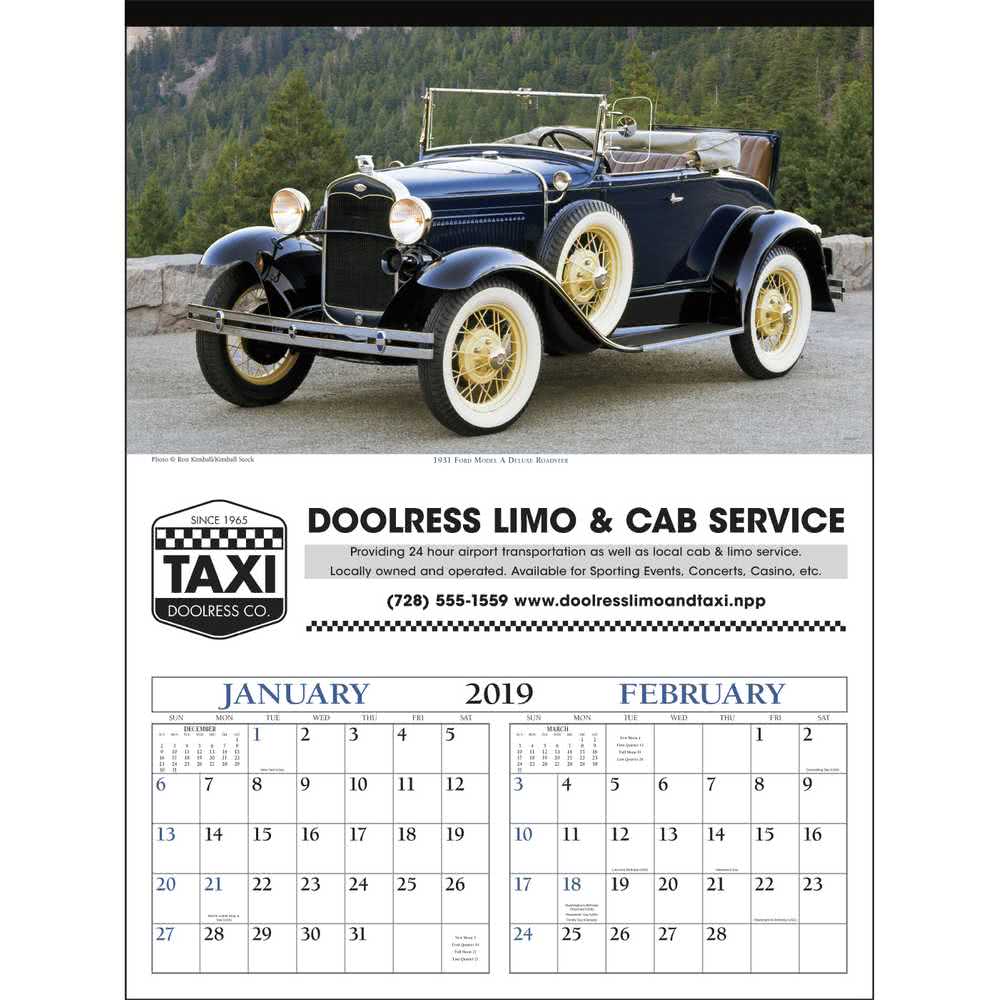 Antique Car Logo - Promotional 2020 Antique Cars - Executive Calendars with Custom Logo ...