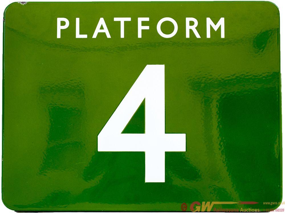 Green BR Logo - BR(S) FF Light Green Enamel Sign PLATFORM 4 Signs Railway