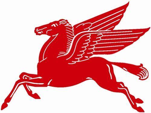 Mobil Pegasus Logo - Mobil Pegasus Flying Red Horse Sign | environmental graphic design ...