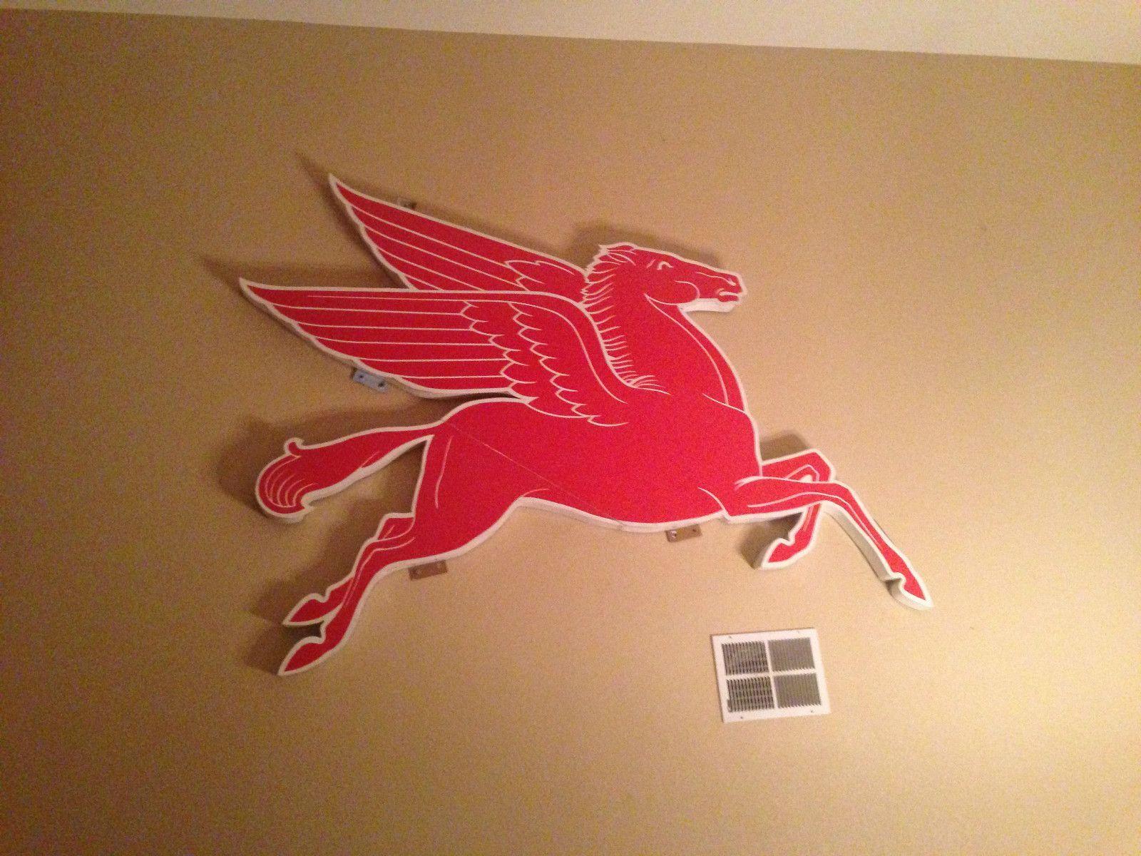 Mobil Flying Red Horse Logo - Mobil Pegasus Flying Red Horse Giant Porcelain Sign. Petroliana