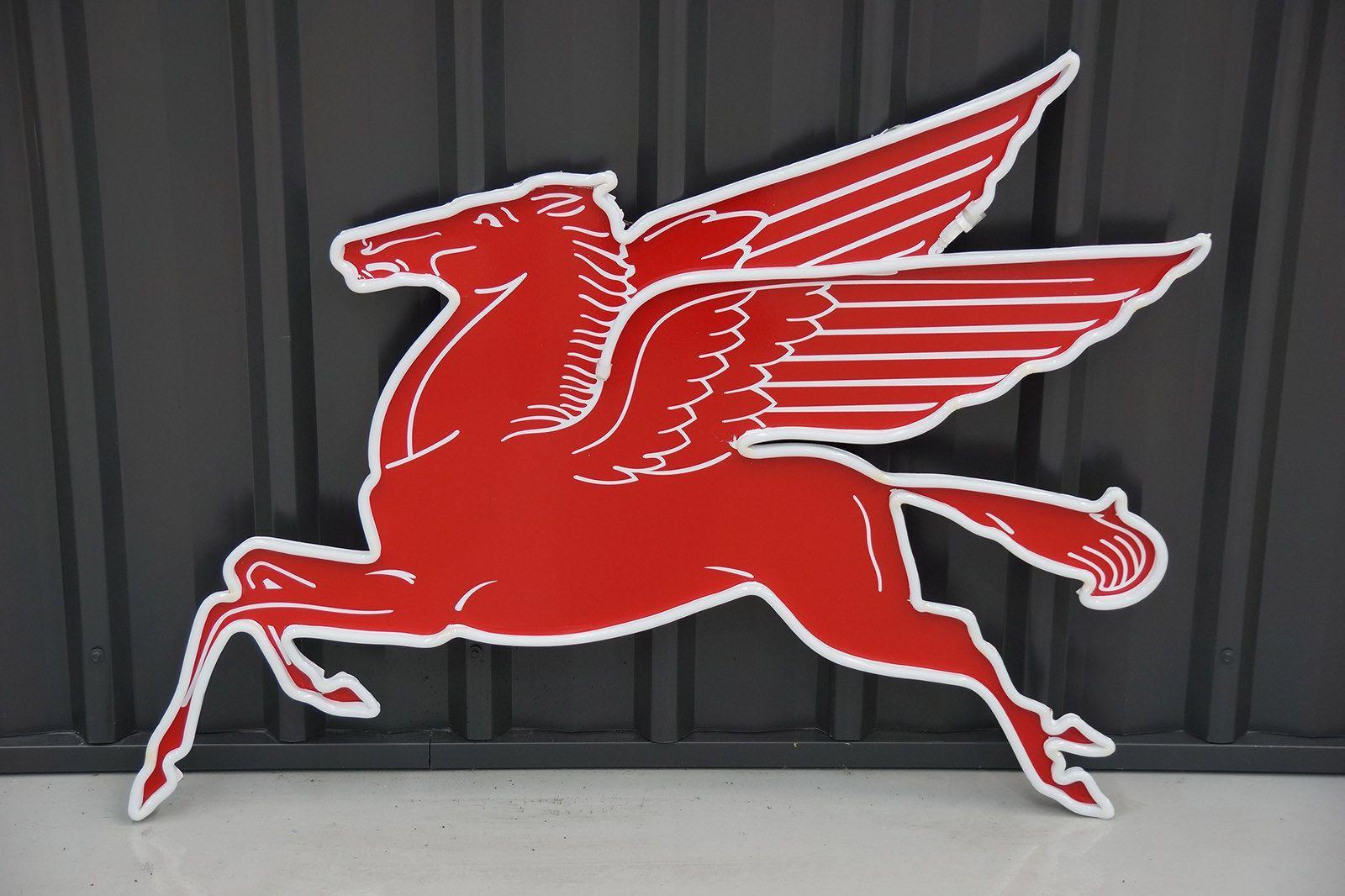 Mobil Flying Red Horse Logo - Sold: LED Neon Tin Sign - Mobilgas 'Flying Red Horse' (240v & 1.2m ...