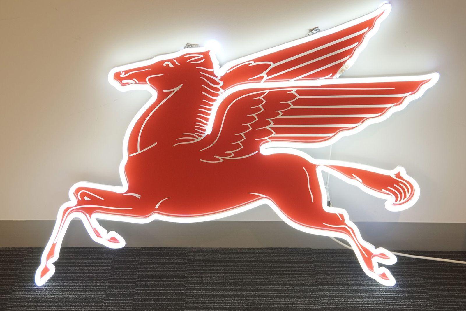 Mobil Flying Red Horse Logo - Sold: LED Neon Tin Sign - Mobilgas 'Flying Red Horse' (240v & 1.2 ...