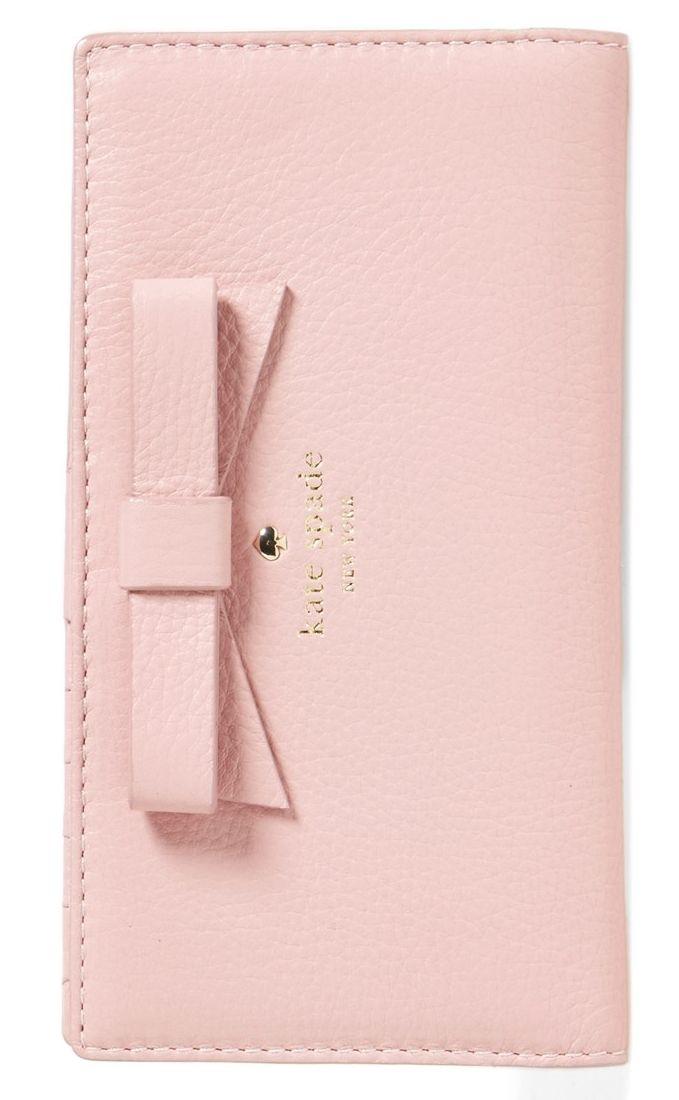 Pink Kate Spade Logo - A prim bow and gilt logo lend Kate's Spade's signature style to this