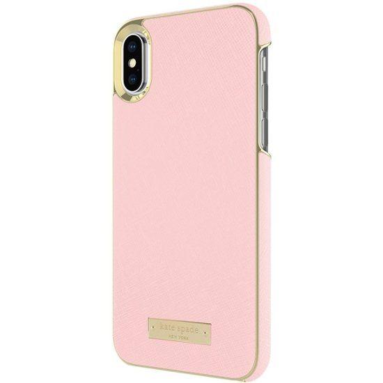 Pink Kate Spade Logo - kate spade new york - New York Wrap Case for Apple® iPhone® X and XS - Gold  Logo Plate/Saffiano Rose Quartz
