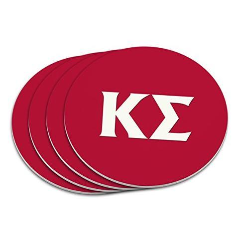Greek Red Circle Logo - Coaster Set Kappa Sigma Fraternity Letters Red