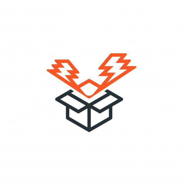 Open- Box Logo - Bolt lightning open box logo Vector