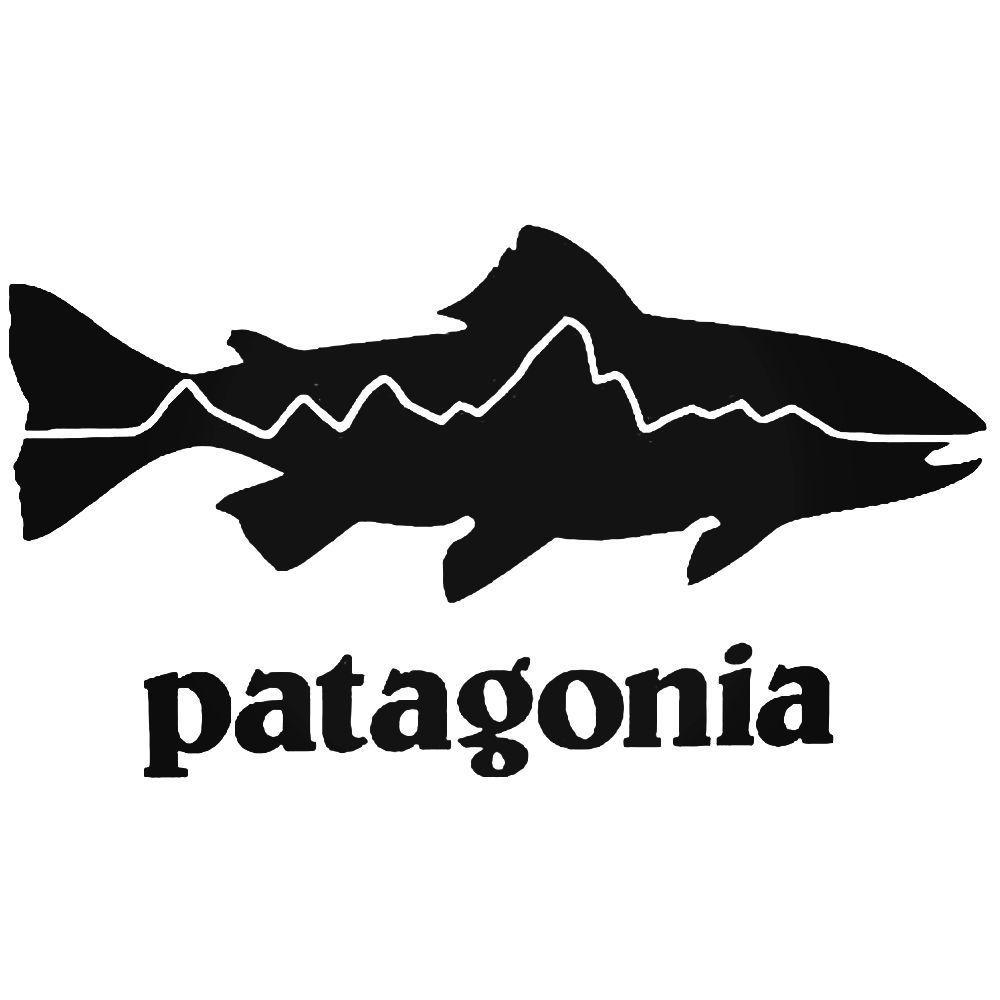 Black Patagonia Logo - Patagonia Trout Surfing Decal Sticker