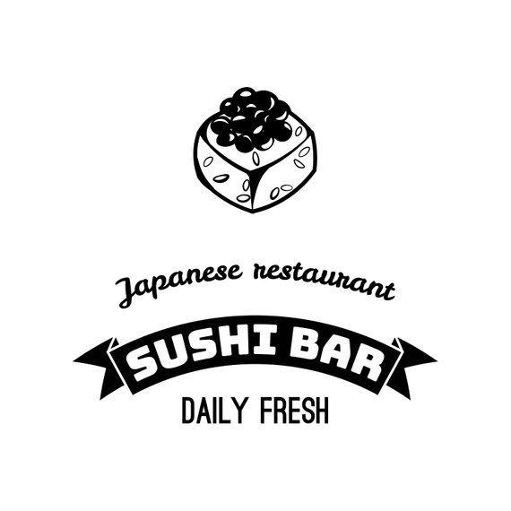 Bass Food Logo - Sushi Food logo SVG Japanese restaurant label Sushi menu | Etsy