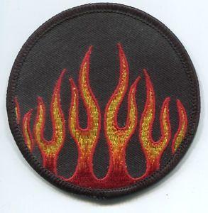 Black Circle Red C Logo - FIRE / FLAMES in black circle EMBROIDERED PATCH **FREE SHIPPING** -c