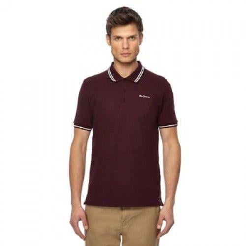 Dark Red Polo Logo - Men's Polo Shirts Ben Sherman red embroidered logo tipped
