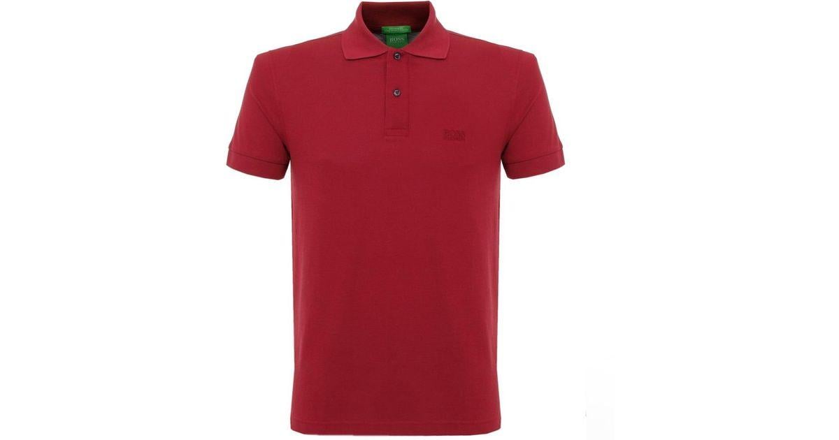 Dark Red Polo Logo - Boss Green Hugo Boss C-firenze Logo Dark Red Polo Shirt in Red for ...