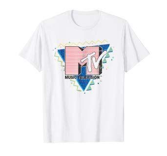 MTV 90s Logo - Amazon.com: MTV Pink Stripes Logo 90's Retro Design Graphic T-Shirt ...
