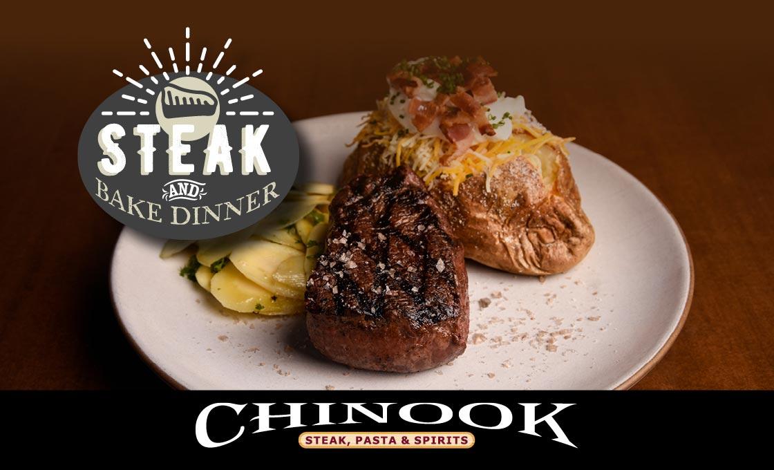 Steak N Bake Logo - Chinook: Steak and Bake Dinner d'Alene Casino Resort Hotel