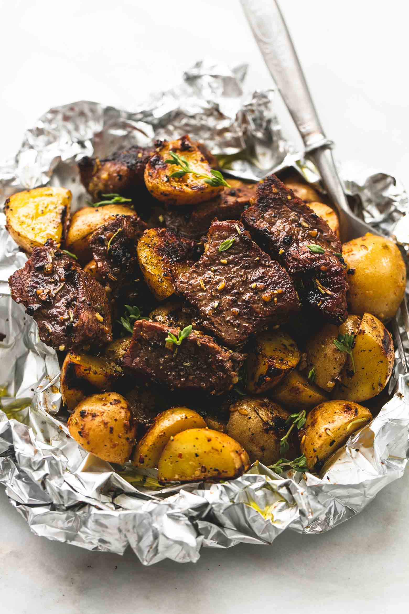 Steak N Bake Logo - Garlic Steak and Potato Foil Packs. Creme De La Crumb