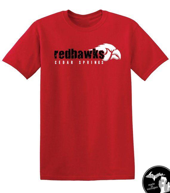 Cedar Springs Red Hawk Logo - Cedar Springs RED HAWKS Michigan Cedar Springs Shirt & More | Etsy