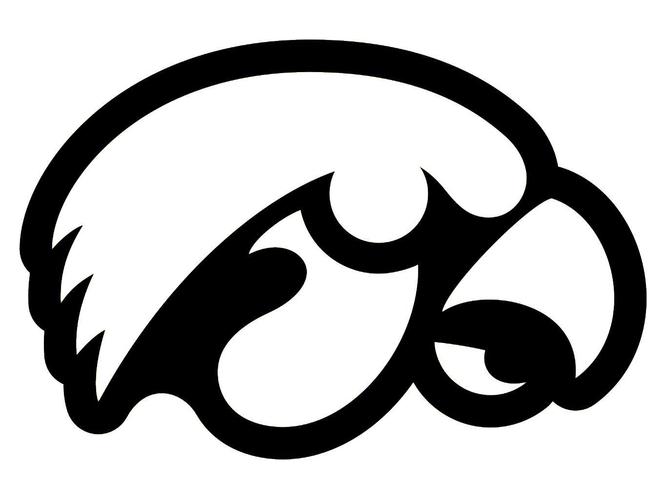 Black and White Hawkeye Logo - iowa coloring pages | Details about Iowa Hawkeyes College Outlined ...