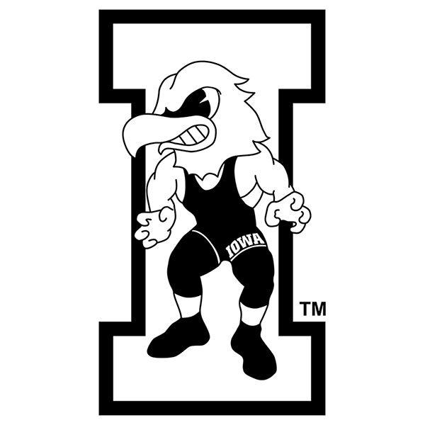 Black and White Hawkeye Logo - Iowa Hawkeyes Vintage Wrestling Herky Decal