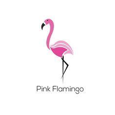 Flamingo Clothing Logo - Fun Flamingo Clipart. Pink Tropical Birds Animal Illustration