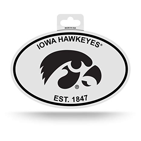 Black and White Hawkeye Logo - Amazon.com : Rico Iowa Hawkeyes Oval Decal Sticker Black and White ...