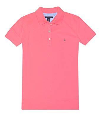 Flamingo Clothing Logo - Tommy Hilfiger Women Classic Fit Logo Polo T Shirt S, Flamingo Pink