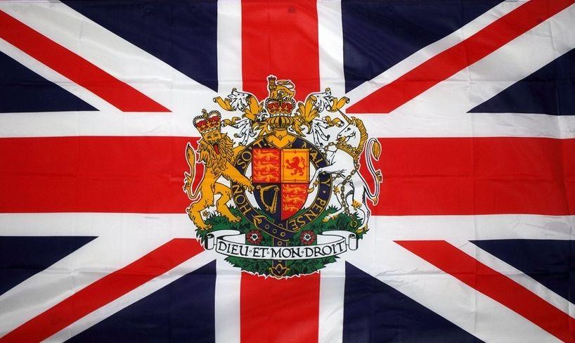 Royal Flag Logo - UNITED KINGDOM WITH ROYAL CREST UNION JACK WAVING FLAG MEDIUM