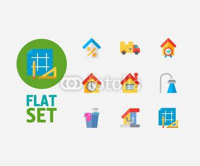 Loan App Logo - Real estate icons set. Leased and real estate icons with cleaning ...