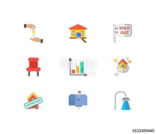 Loan App Logo - Property icons set. Deal and property icons with mail box ...