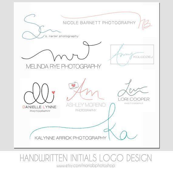 Simple Business Logo - Custom Handwritten Double Initials Business Logo - photography ...