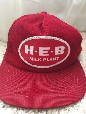 H-E-B Logo - VINTAGE H E B LOGO MILK PLANT CORDUROY BASEBALL HAT CAP ADJUSTABLE