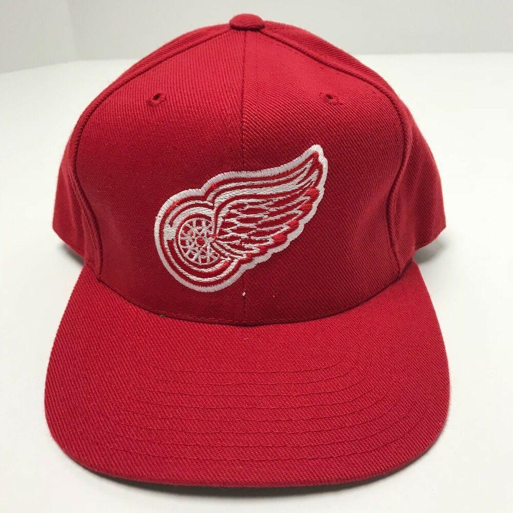 Red Plain Logo - Vintage Detroit Red Wings American Needle Plain Logo Hat NEW 90s NHL