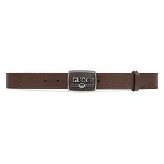 Buckle Logo - Leather belt with Gucci logo buckle in Brown leather | Gucci Men's Belts