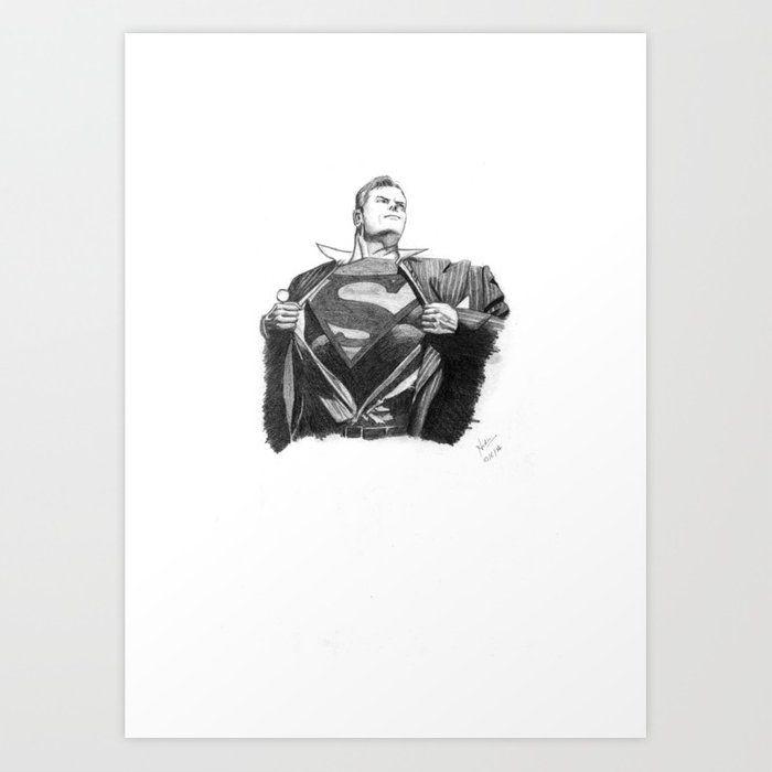 Graphite Superman Logo - Superman Graphite Sketch Art Print