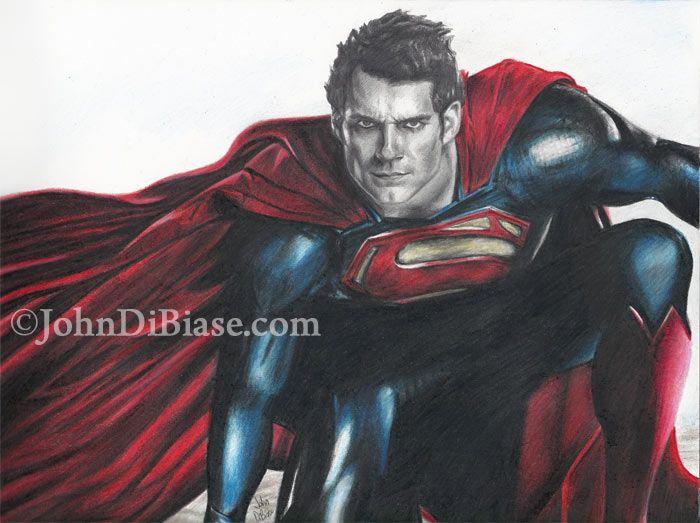Graphite Superman Logo - Colored Pencil Graphite Drawing Of Henry Cavill As Superman In Man